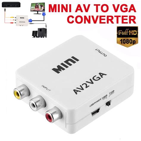 Mini HD AV2VGA Video Converter Box AV RCA .